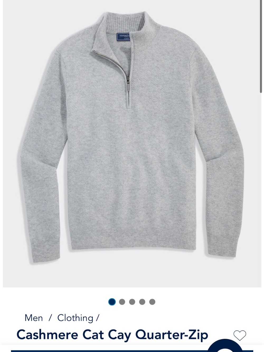 Vineyard Vines XL Cashmere Cat Cay Quarter-Zip